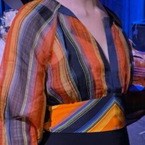 Diane Von Furstenberg silk wrap striped cropped top Size 0 event party date